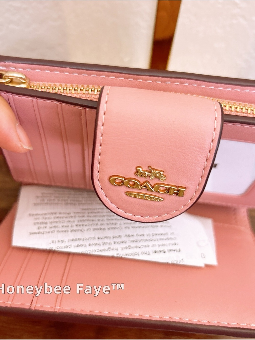 COACH Pink Embossed Signature Leather Wallet with Gold Logo cz341 - Picture 5 of 6